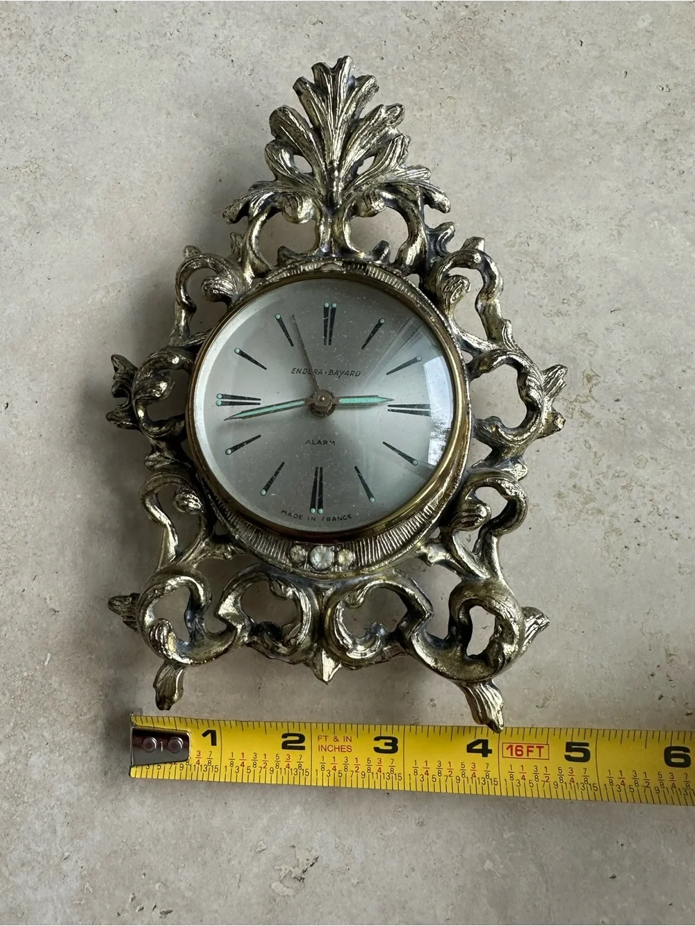 Vintage Endura-Bayard clock, French-made, wind-up alarm clock.